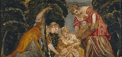 IPLUPJDY Pintura Mural Cuadro en Lienzo Lienzo Para Pared el Hallazgo de Moisés de Jacopo Robusti Tintoretto para la Decoración del Hogar del Dormitorio 60x90cm