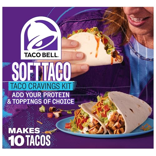 Taco Bell Soft Taco Cravings Kit with 10 Soft Tortillas, Taco Bell Mild Sauce & Seasoning, 14.8 oz Box