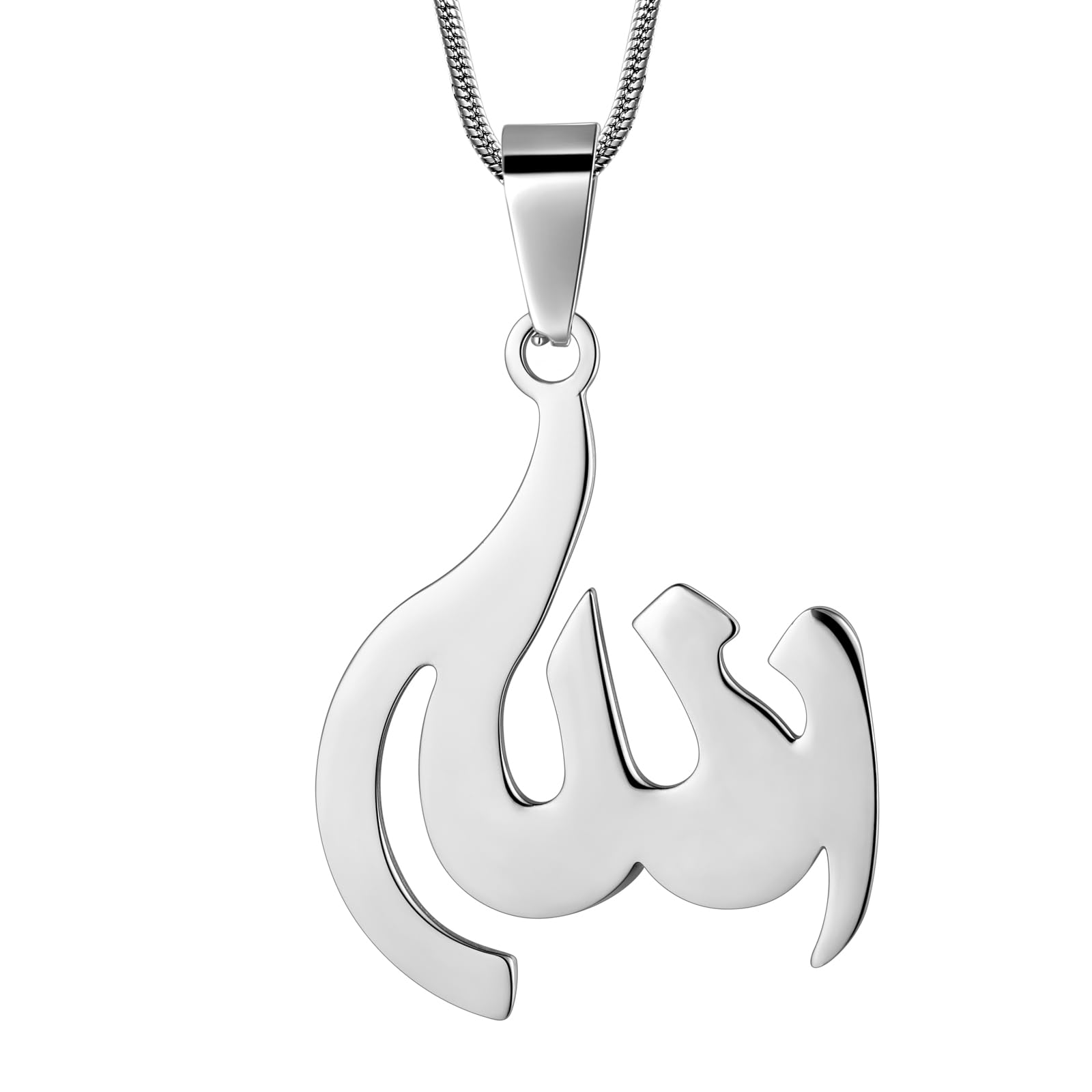 Hipunk Men Islamic Pendant Necklace - Muslim Allah Necklace Allah Necklace Mens Muslim Islam Pendant 316L Stainless Steel Islamic Arabic Gift Black Gun/18K Gold Plated Islam Jewelry SP0049
