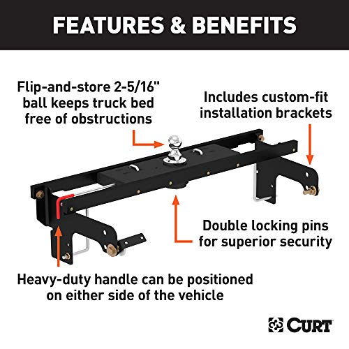 Curt 60712 Double Lock Gooseneck Hitch, 2-5/16-Inch Flip-Over Ball 30K, Fits Select Chevrolet Silverado, Gmc Sierra 1500, 2500, 3500 Hd #TOP1