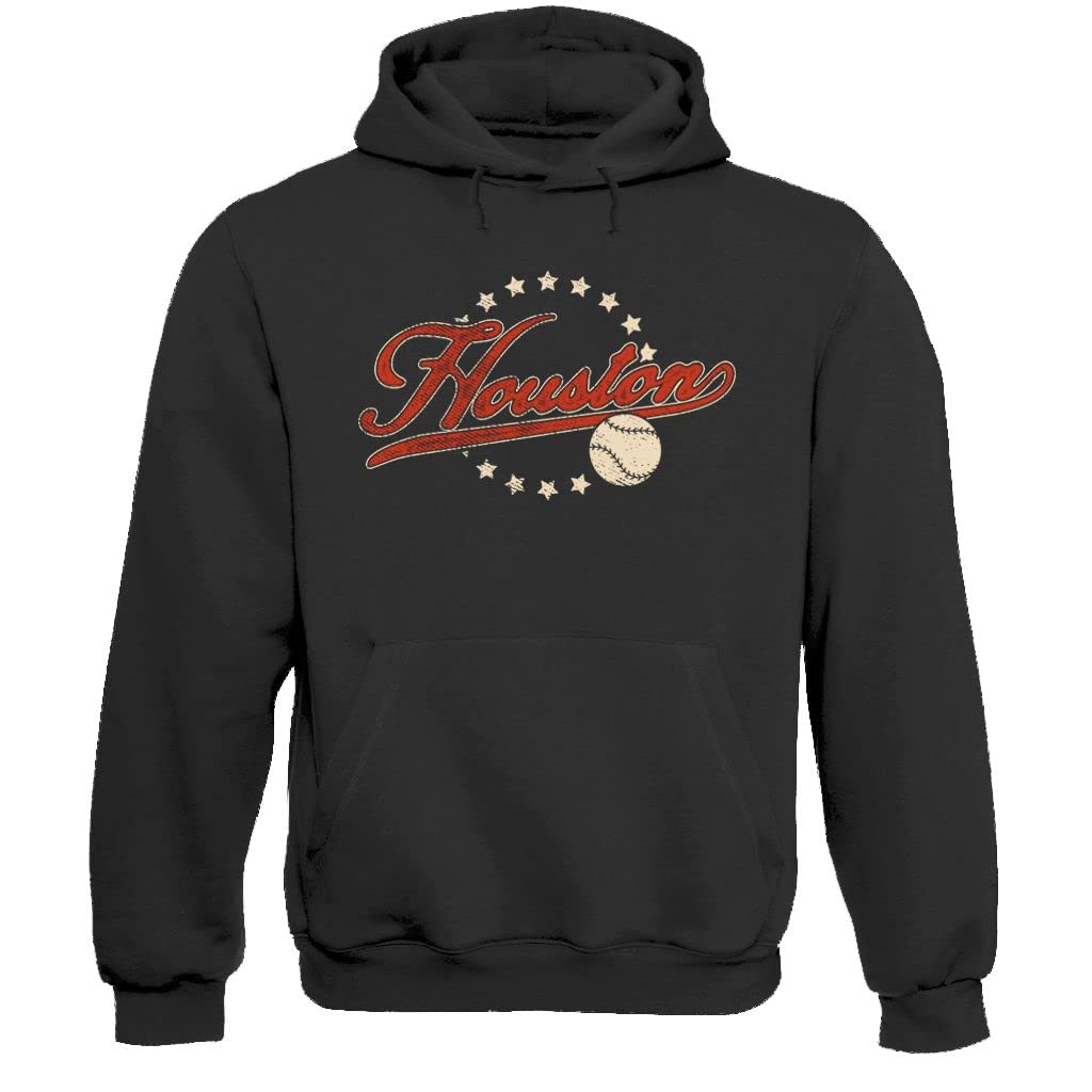 Pro Baseball Vintage Team Men's Retro Fan Apparel, Houston - Black Hoodie, XX-L — image 1