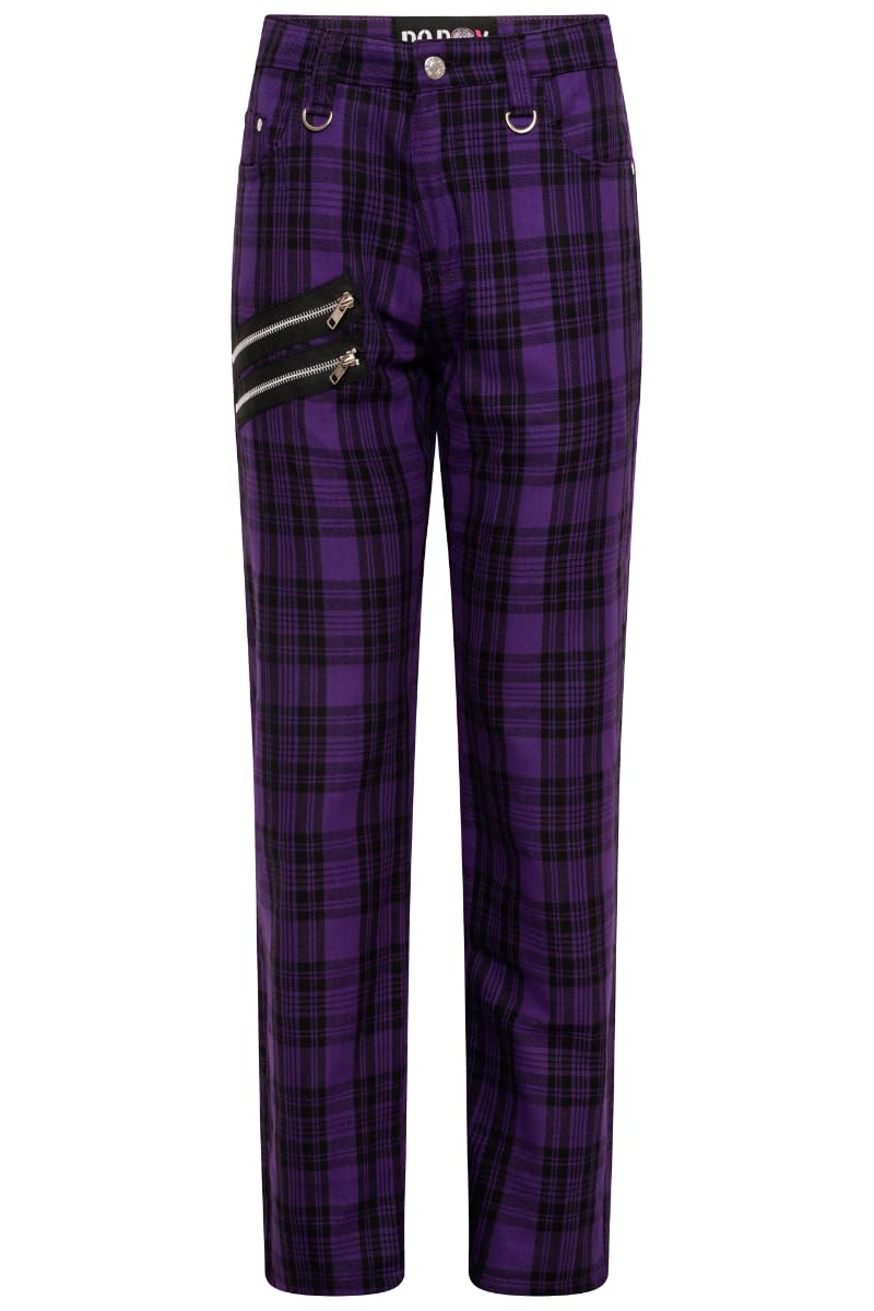 Ro Rox Unisex spodnie w kratę zwężane spodnie w kratę, emo punk, odzież gotycka dla mężczyzn i kobiet