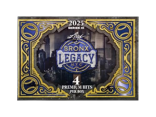 Cartes Leaf Bronx Legacy Baseball Hobby 2025 avec 4 hits premium par boîte de collection