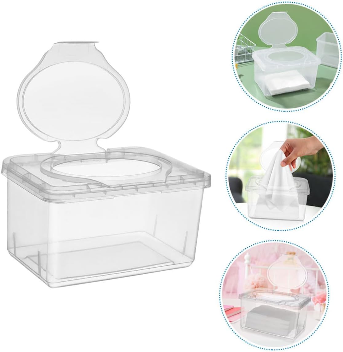 IMIKEYA 4PCS Refillable Wipes Container Non Slip Plastic Wipes Holder with Lid for Travel Home and Adult Use Convenient One Hand Operation for Easy Diaper Changes