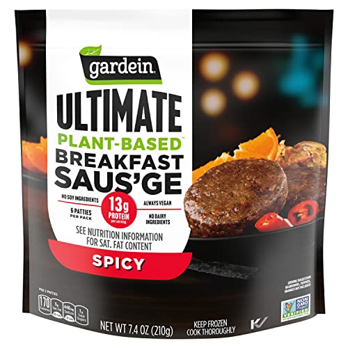 Gardein Ultimate Plant-Based Breakfast Saus'ge, Spicy, Vegan, Frozen, 7.4 oz. 6-count