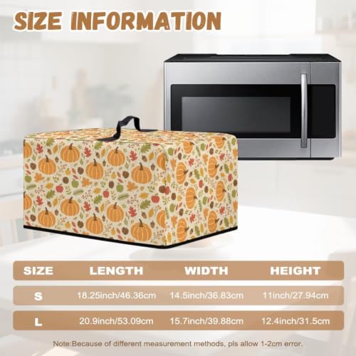 Image of Microwave Oven Cover, Air Fryer Toaster Oven Dust Cover Fall Decor Countertop Appliance Protector, S, 18.25 x 14.5 x 11 Inches, Pumpkin Maple Leaf Beige