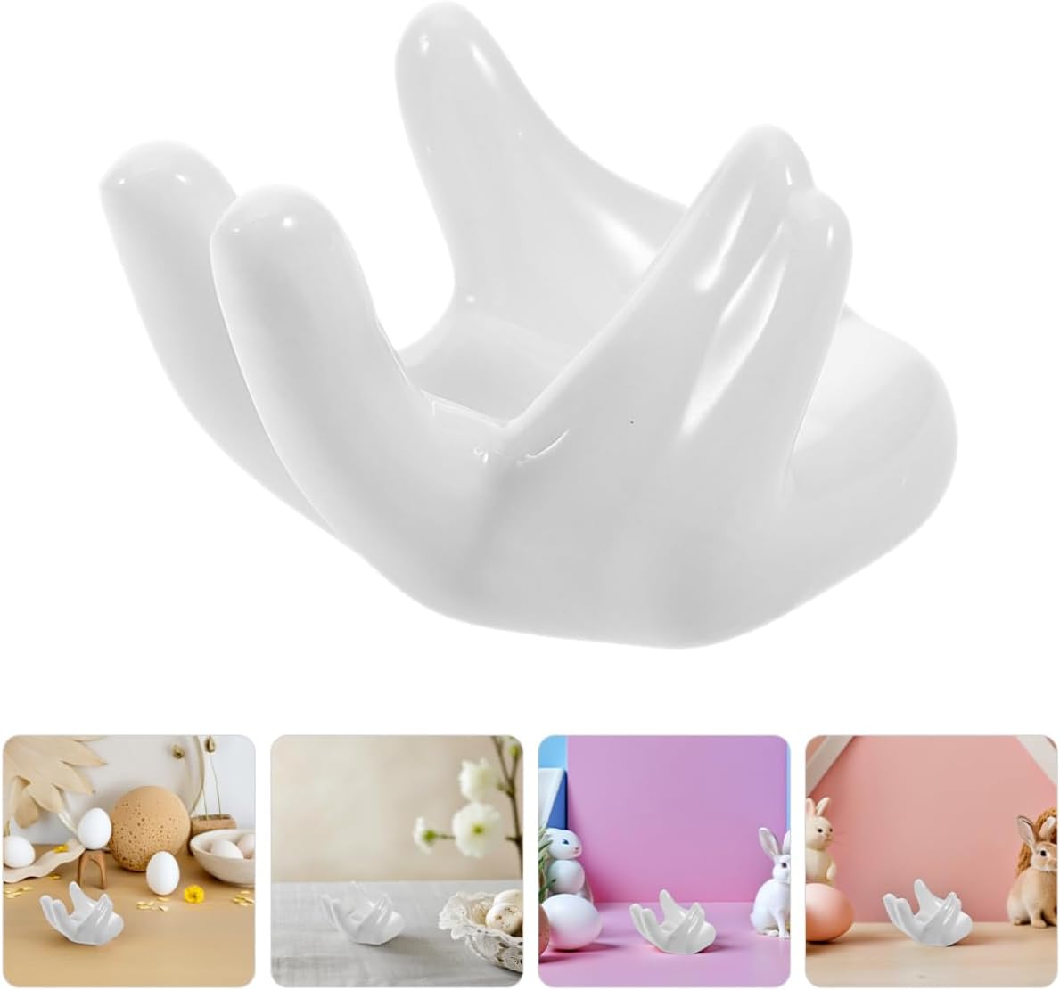MAGICLULU 6pcs Creative Hand-shaped Ceramic Cup Holder for Easter Display Porcelain Stand Charming Kitchen Table Decor