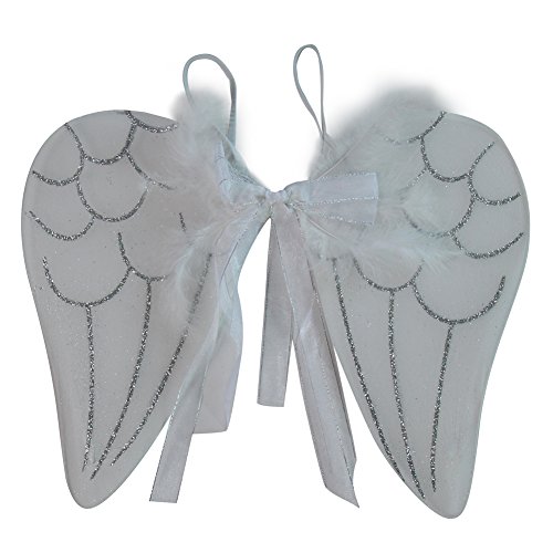 Girls Angel Costume Set - White Tutu, Angel Wings and Halo Headband (Tutu 16" long, Silver / White) - Thumbnail 4