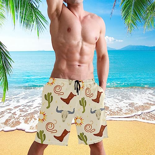 visesunny Men's Swim Trunks America Tribal Texas Cowboy Wild West Quick Dry Bathing Suits Beach Holiday Party Swim Shorts3