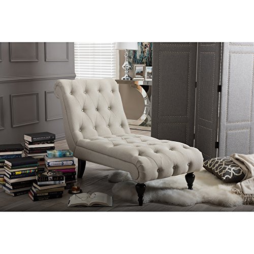 image for Baxton Studio Layla Mid-century Modern Light Beige Fabric Upholstered 