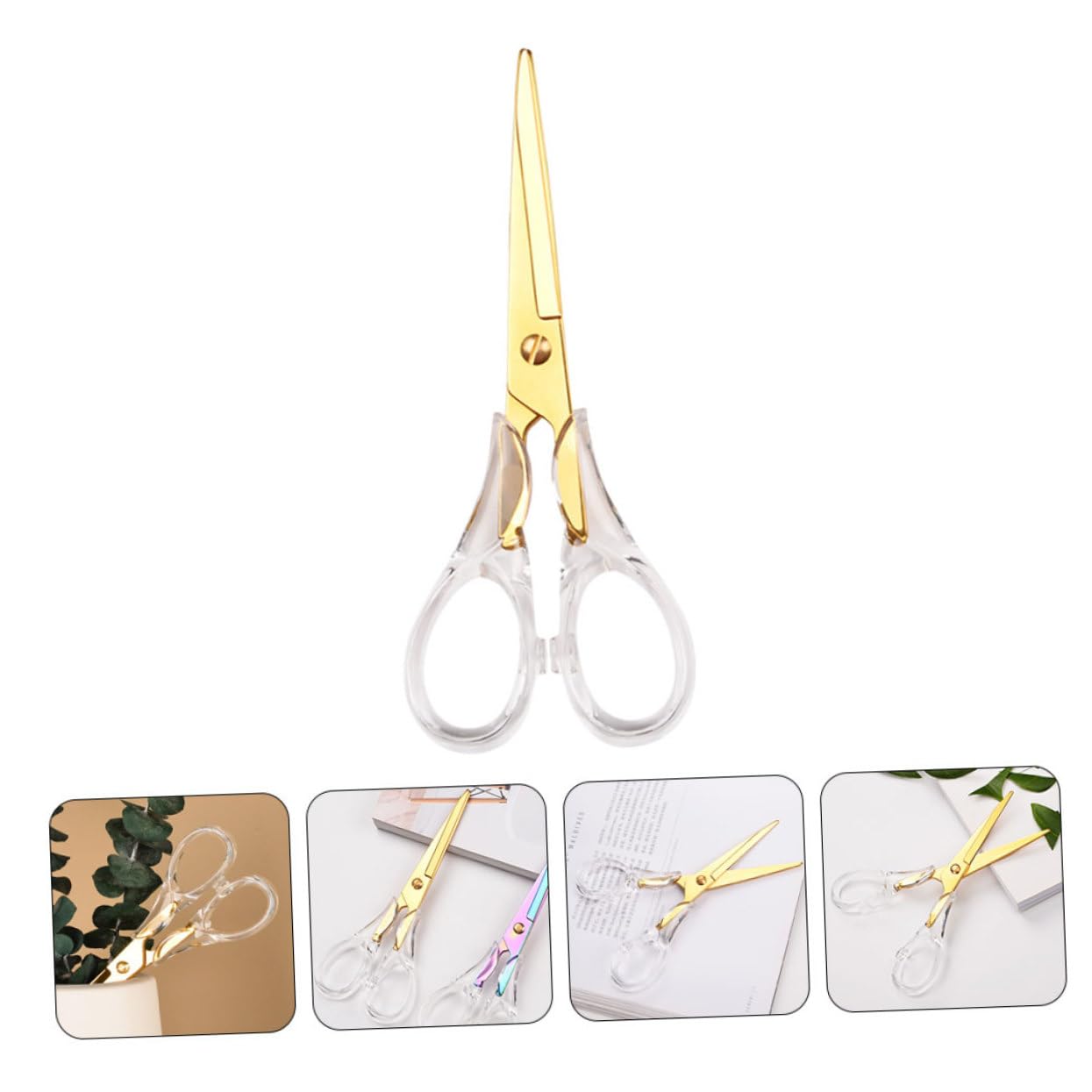 SHINEOFI 2pezzi Forbici Da Cucito Multifunzione Inossidabile Con Manico Trasparente Per Ufficio e Hobby Creativi Per Tessuti e Filo Colore Casual Variabile