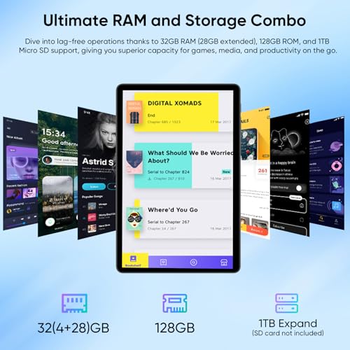 Image of WXUNJA 11 Inch Android 16 Tablet with Keyboard, 32GB RAM+128GB Storage, 1TB Expand, 8000mAh Battery, 5MP+8MP Camera, Dual Band WiFi 6, IPS Touch Screen, Mouse /Stylus /Case /Charger Inside, Light Black