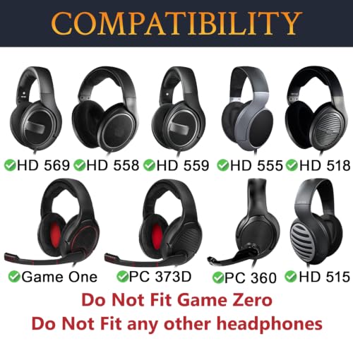 Image of SOULWIT Replacement Headband Pad Kit for Sennheiser Game One /HD515 /HD518 /HD555 /HD558 /HD559 /HD569 /PC360 /PC373d Headphones, Head Band Top Cushion Cover Repair Part for EPOS Game One Headsets - Black