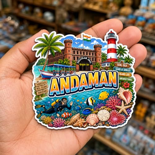 Image of Zesta Wooden Fridge Magnets Set | Refrigerator Decor Magnets for Kitchen | India Souvenir Fridge Magnet Collection | Wooden Magnet for Fridge Door Decoration (Andaman)