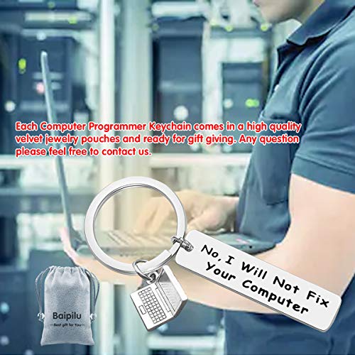 Computer Programmer Gift Keychain Funny Keychain Gift No I Will Not Fix ...
