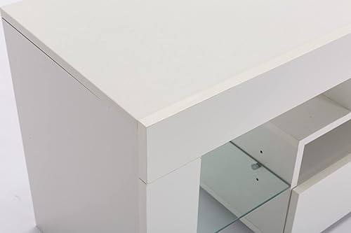 Miniatura 8 de Soporte de TV con luces LED de 16 colores, consola multimedia con cajón y estante abierto de vidrio para TV de 60/65/70 pulgadas, centro de