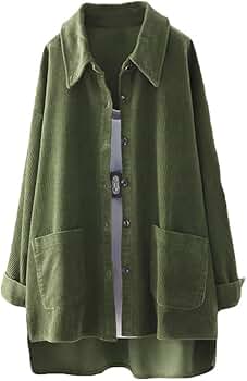 FTCayanz Women's Corduroy Shacket Shirt Jacket Casual Long