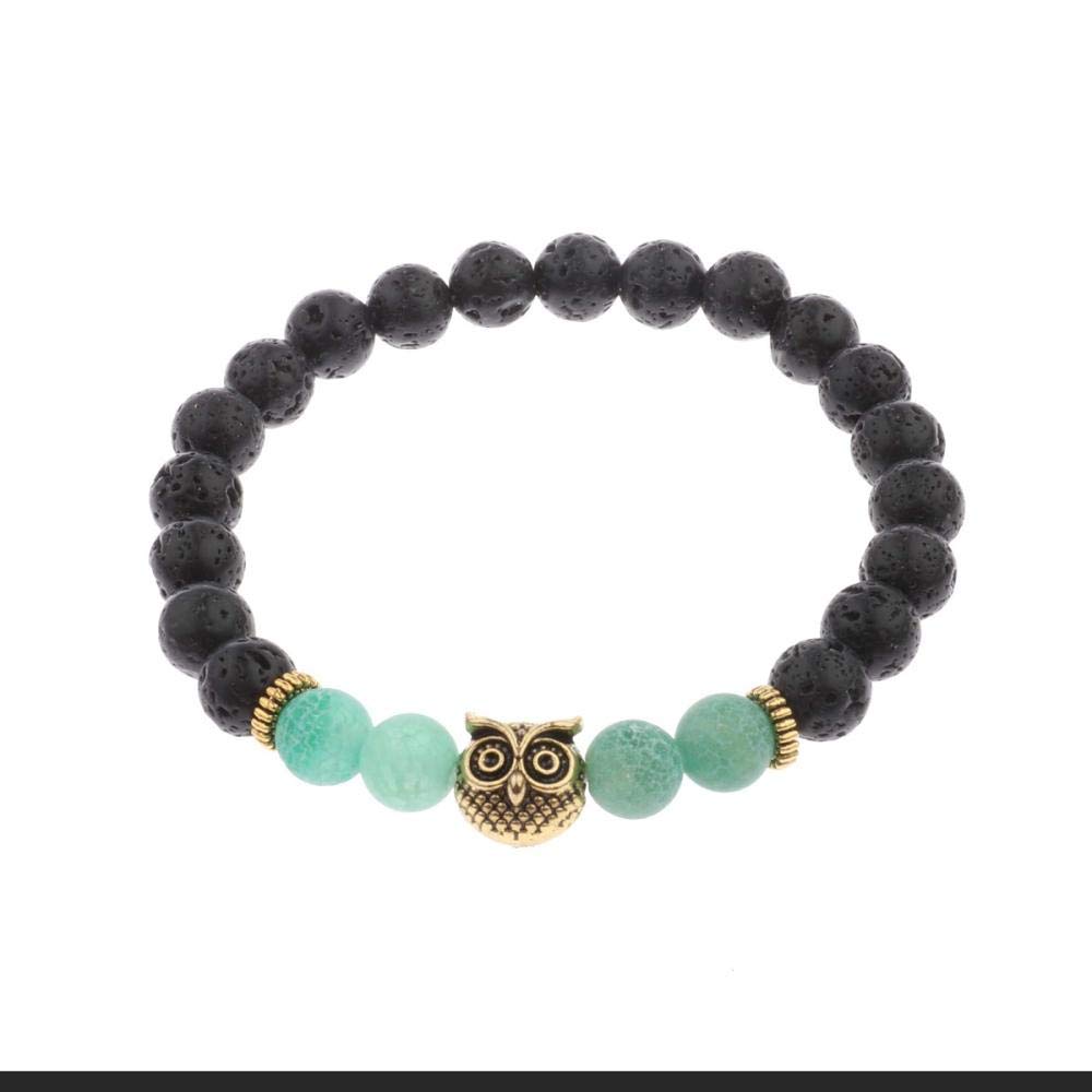 Steinarmband, Naturstein -Perlenarmband -Modestudentin Vulkan Green Stone Eul Armbänder einfache Wilde Perlen elastisches Armband Personalisierte Kleidung Accessoires Schmuck Schmuck