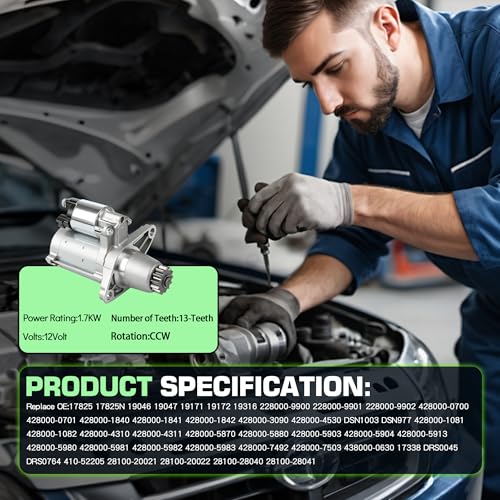 Nuevo motor de arranque compatible con Toyota Camry 2002-2017, Sienna 2004-16, Highlander 2004-19, RAV4 2006-18, Solara 2002-08, Avalon 2005-18, Lexus RX330 RX350 ES330 ES350 NX200t miniatura 7