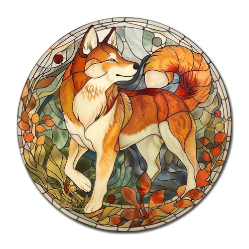 Lygond Dekoratives Blechschild, fuchsähnliches Shiba Inu für Hauseinträge, Shiba Inu Liebhaber und japanische Inneneinrichtungen, einfache Installation, rostfreies Aluminium, Garten-Blechschilder für