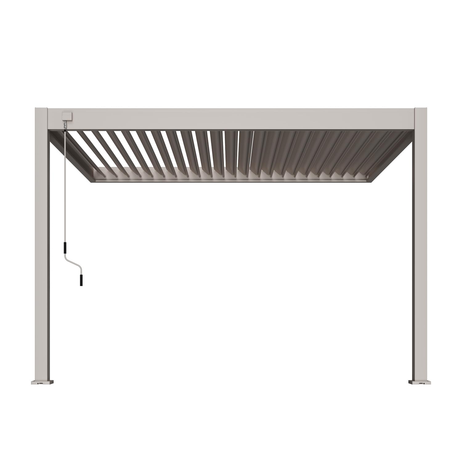 Weide Deluxe Aluminium Pergola mit verstellbarem Lamellendach | Witterungsbeständiger Pavillon für Terrasse & Garten mit Handkurbel und Wasserablauf 3 x 3.6 m Sand