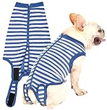 Sychien Dog Surgery Recovery Suit,Female Male Spay,Neuter Surgical Recovery Shirt,Abdominal Wond Protector Shirt,Substitute E-Collar & Cone,Blue Striped XS