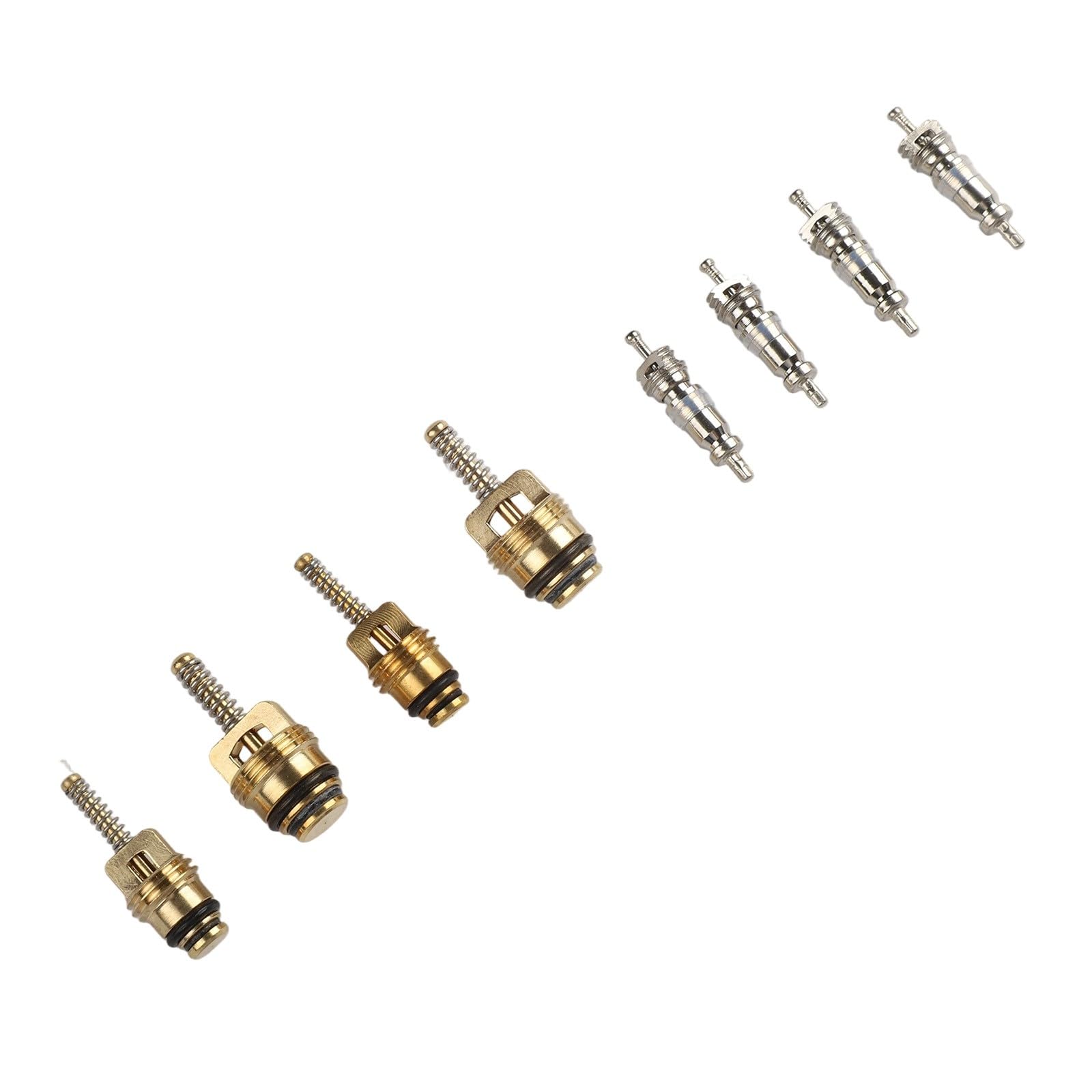 Kit nucleo valvola CA in ottone per R12 per refrigerazione R134a, nucleo stelo valvola aria condizionata con rimozione a doppia testa e polvere