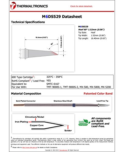 Image of Thermaltronics M6DS529 Hoof 60deg 1.52mm (0.06in) interchangeable for Metcal SMTC-0167