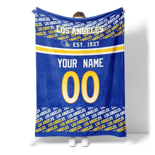 ANTKING Los Angeles R Throw Blanket Custom Name and Number Blanket for Men Women Boy Gifts