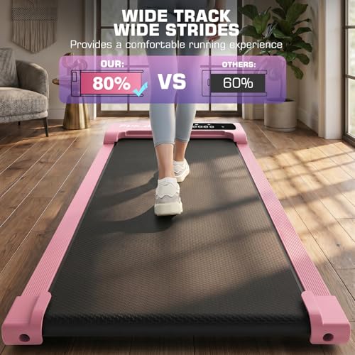 Image of Under Desk Walking Pad for Home Office - 2.5 HP Portable Treadmill With 300 lb Capacity, Compact Jogging Running Machine, Remote Control and LED Display