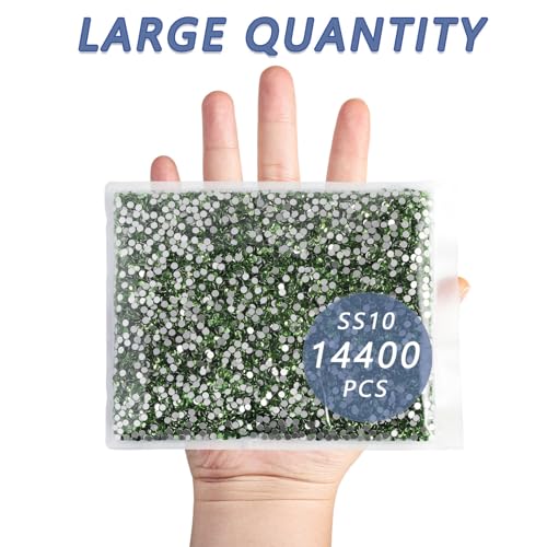 Image of Beadsland Flat Back Crystal Rhinestones Bulk, Peridot, SS10, 14400pcs