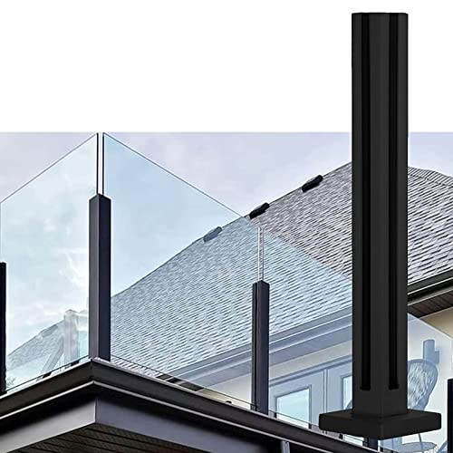Poste de barandilla de vidrio con base cuadrada para paneles de valla de piscina al aire libre, sistema de columna de balaustre fácil de instalar, soporte de barandilla de seguridad moderno
