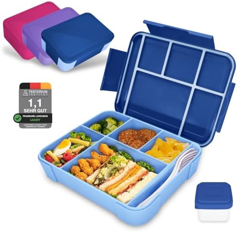IJIAMY Brotdose Kinder mit Fächern, Bento Box Kinder, Auslaufsicher Lunchbox Kinder, Brotbox für Mädchen & Jungen, Snackbox, Perfekt für Schule, Kindergarten & Ausflüge