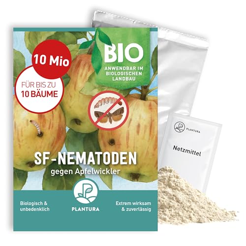 Plantura SF-Nematoden gegen Apfelwickler & Pflaumenwickler 100% biologisch & hochwirksam inkl. Netzmittel Nützlinge aus Deutschland 10 Mio für bis zu 5 große / 10 kleine Bäume