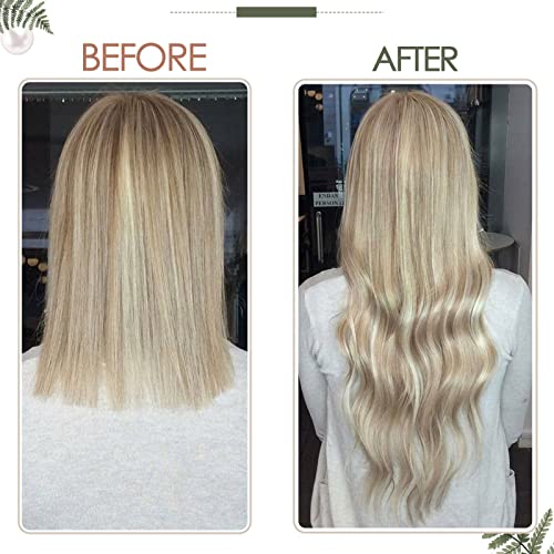 RUNATURE Weft Hair Extensions Human Hair Blonde Highlight Ash Blonde Sew in Weft Hair Extensions Real Hair Blonde Double Weft Hair Extensions Real Human Hair 20 Inch 100 Gram - Image 2