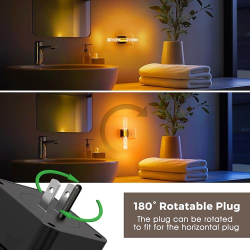 Image of L LOHAS LED Amber Night Light, Bubble Acrylic Night Lights Plug into Wall, 180 Rotating Nightlights, Yellow Nightlights Dimmable, Light Sensor, Sleep Light for Kids Bedroom Bathroom Hallway, 1-Pack