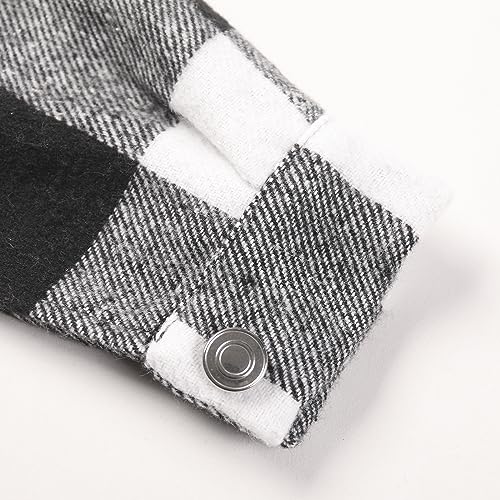 Image of Girls Flannel Plaid Shacket Button Down Long Sleeve Casual Shirt Shackets Fall Jacket Clothes