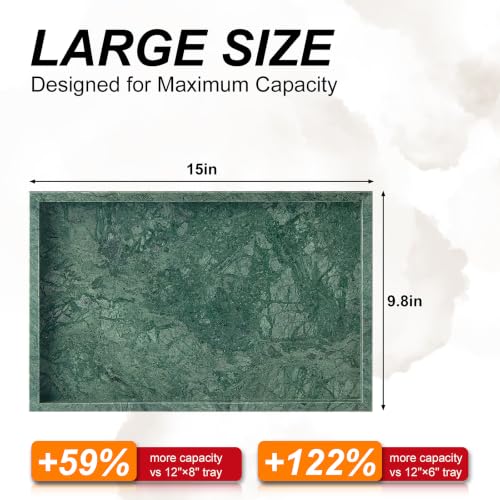 Image of Real Natural Large Marble Tray for Bathroom, Vanity, Kitchen Counter