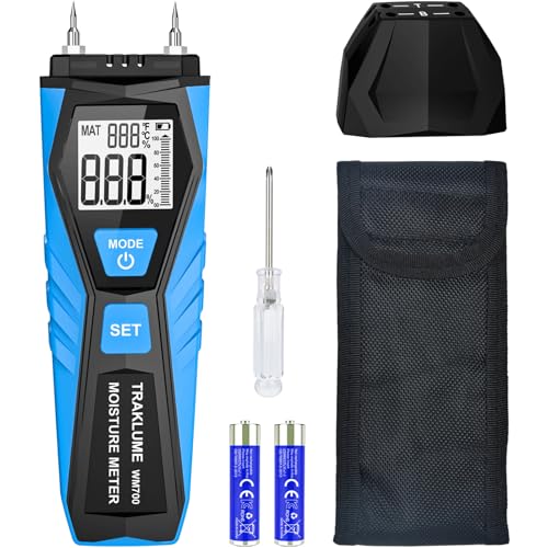 Wood Moisture Meter for Lumber Pin-type Moisture Meter for Drywall with LCD Display Moisture Detector for Walls Moisture Sensor for House Firewood Moisture Reader for Wood Wall Water Leak Detector