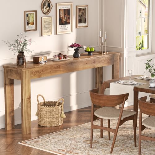 Image of Armocity Console Table, 47 inch Farmhouse Wood Entryway Table, Sofa Tables Narrow Long Behind Couch, Entry Table for Entrance, Hallway, Living Room, Brown Oak