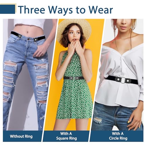 Image of 【4 Pcs】No Buckle Stretch Belt for Women and Men Elastic Waist Belt Invisible Belts for Jeans Pants