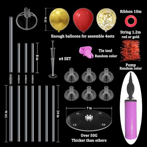 Red and Gold Balloon Stand Centerpiece Table Decorations for 49ers Party Birthday Graduation Wedding Mother's Day Anniversary Christmas New Year's Eve Party Decorations(Red gold set4) - Image 4