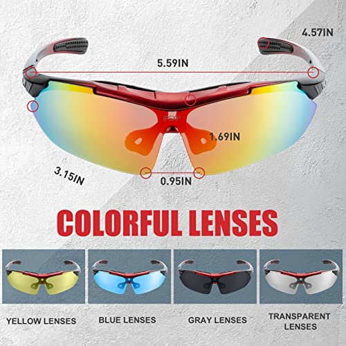 IPSXP lunettes de soleil de sport polarisées avec 5 lentilles interchangeables, lunettes de cyclisme pour hommes et femmes, baseball course escalade pêche conduite golf - Image 5