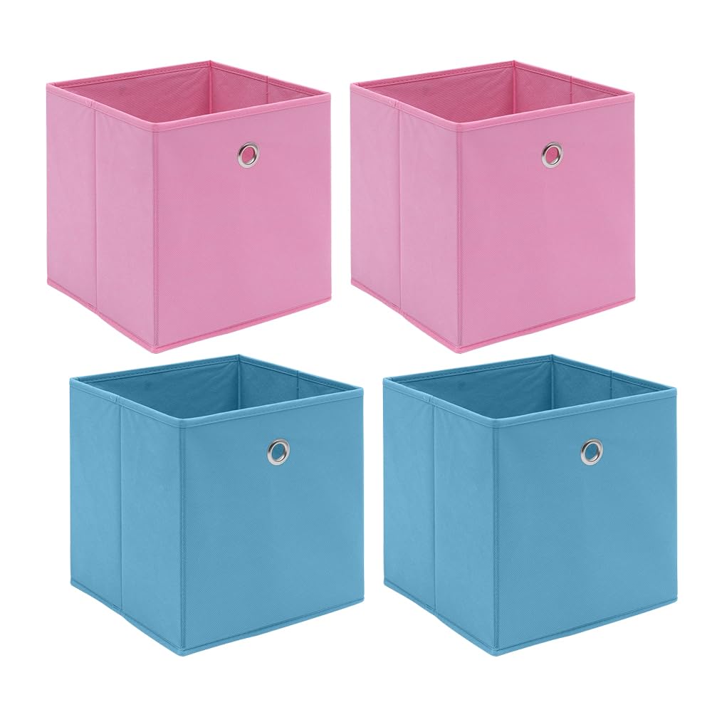 Homullel Foldable Storage Cube Boxes Set of 4, Storage Unit Box with Eyelet, Collapsible Storage Bins Organiser for Shelf Closet Organization — image 1