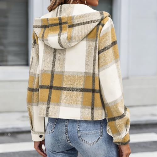 Numaller Plaid Jacket Women Long Sleeve Button Down Winter Cropped Jacket - image 4