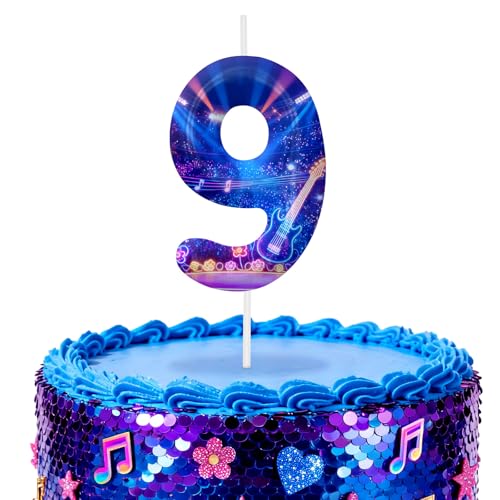 Image of Blue Number 9 Birthday Candles, Cartoon Themed Cake Toppers for Boys Girls Cake Decorations, Birthday Decorations Party Supplies, Number Candles for Party Decor