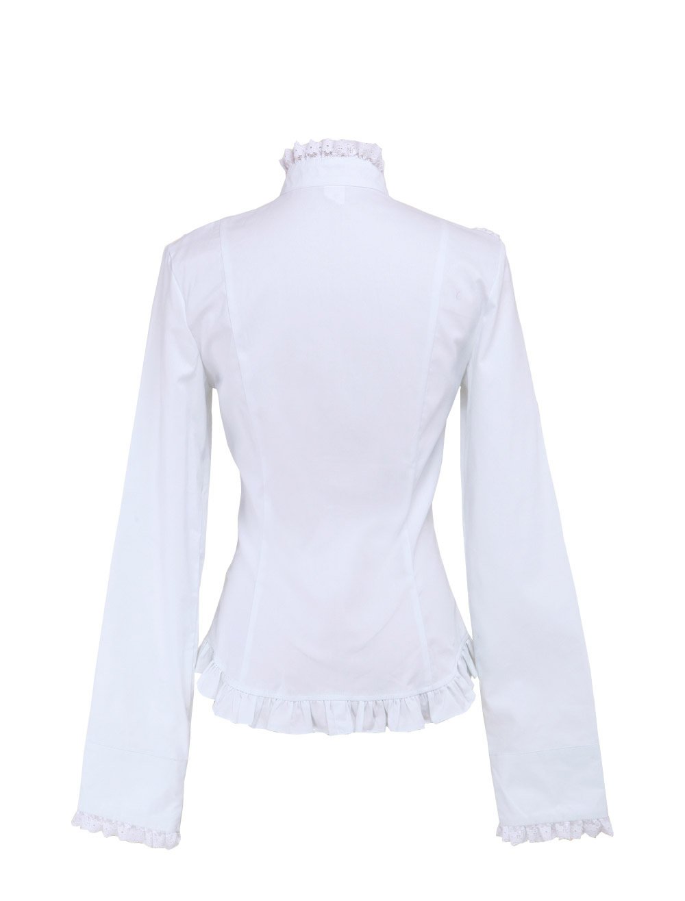 Antaina Weiß Baumwolle Rüsche Spitze Querbinder Süß Viktorianisch Lolita Hemd Bluse,MEHRWEG