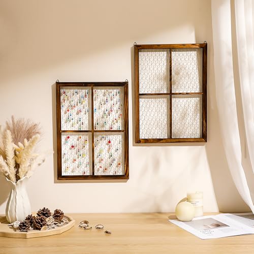 Chunful 4 Pack Chicken Wire Wooden Frame Unfinished Wood Window Frame with Chicken Wire Mesh for Crafts Photos Jewelry Decoration(Coffee Brown) - Image 4