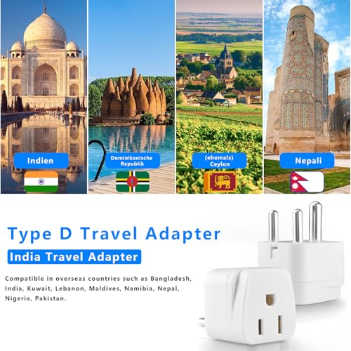 Ofoaeea Us To India Plug Adapter,Type D Plug Adapter India Power Adapte Us To India, Bangladesh, Maldives, Pakistan Travel Adapter 2 Pack thumb #1