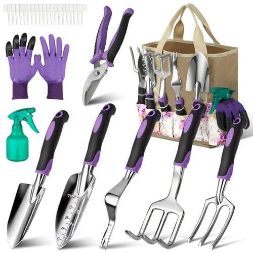 Garden Tools Set, 30 Piece Stainless Steel Gardening...